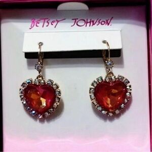 Betsey Johnson Red Heart Earrings